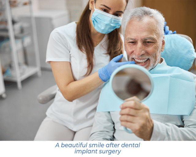 A beautiful smile after dental implant surgery