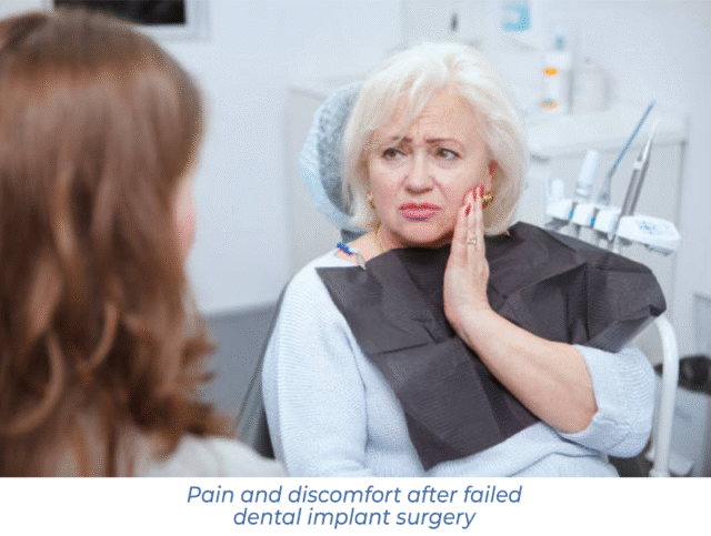 Pain and discomfort after failed dental implant surgery